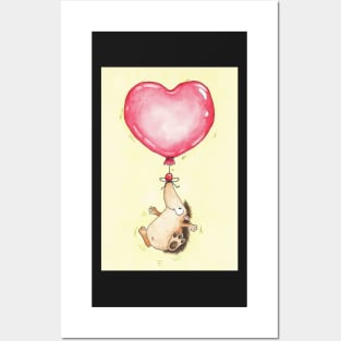 Cute Watercolor Hedgehog Heart Balloon Posters and Art